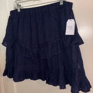 Time and Tru: Women's Embroidered Asymmetrical Navy Blue Skirt